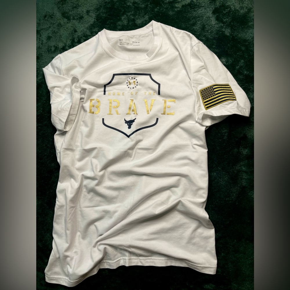 Under Armour Project Rock Freedom T-Shirt Tee - White, Medium